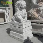 Hand carved marble foo dog sculpture for gate