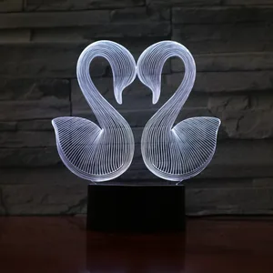 ks 3d-955 valentines gift love swan 3d illusion lamp