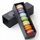 Recyclable Drawer Gift Box Packaging Paper Black Luxury Drawer Paper Packaging Macaron Gift Box with Window