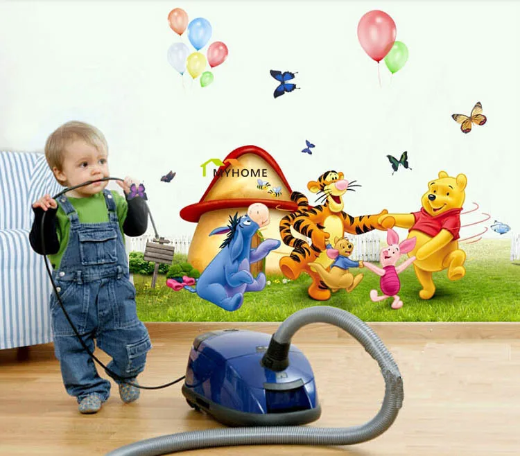 Larger (2pcs/Set) Children's Wall Decal Cute Winnie the Pooh Wall Stickers For Kids Rooms
