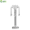 wholesale transparent lotus flower crystal candelabra with pendants for wedding centerpieces.