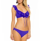 New arrival girls sexy blue brazilian thong bikini swimwear