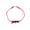 Single face velvet ribbon bows plastic pearls short choker necklace