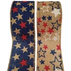 Christmas Printed Burlap Ribbon - 2 1/2" x 10 Yards, Vintage Americana, Red, White, and Blue, 4th of July, Veteran's Day,