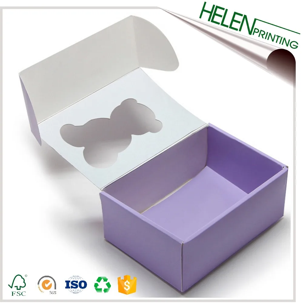 custom printed full color cardboard paper baby shoe box with pvc