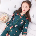 Customized Supplier Long Sleeve Soft Silk Satin Girls Kids Home Wear Boutique Clothing Sets For Children