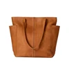 European vintage zipper closure women handbag fuax leather tote bag with water bottle pocket