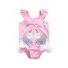2019 Hot Girls one piece pink fashion ruffle unicorn little girls swimsuits Baby Beach wear Clothing