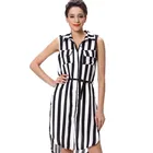Women black and white blouse sleevless blouse chiffon blouse 2015
