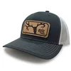 Custom Leather Patch 6 Panel Men Mesh Trucker Hat And Cap with leather patch logo