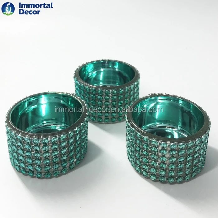 glass candle holder with tealight blue color for home decor