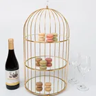 wholesale 3 tiers serving tray metal bird cage gold/ sliver wedding cake stand catering food stand