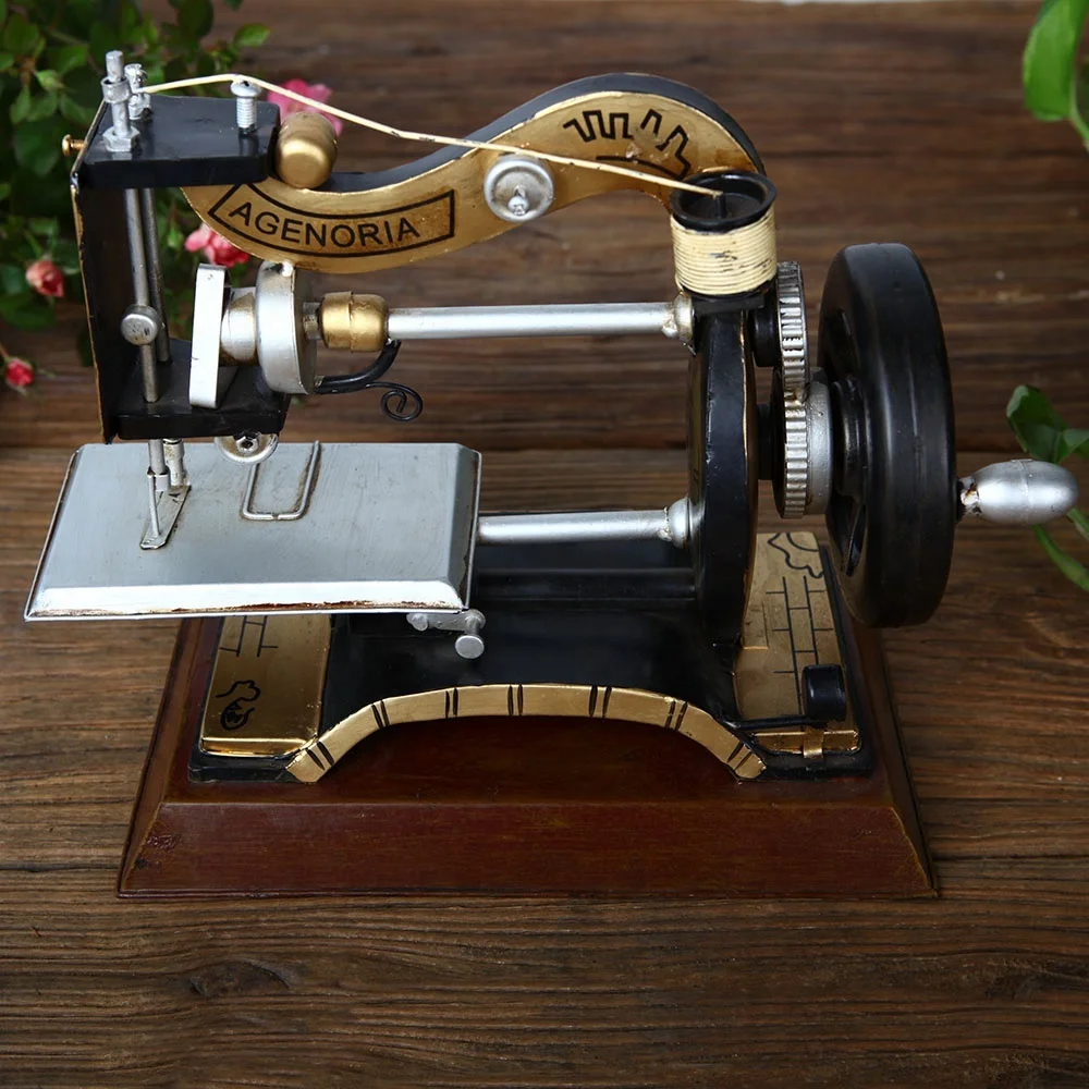 Ferro metal artesanato para casa e decoração de mesa de bar (SDMSM6077) mini modelo de alta qualidade agulha dupla máquina de costura do vintage