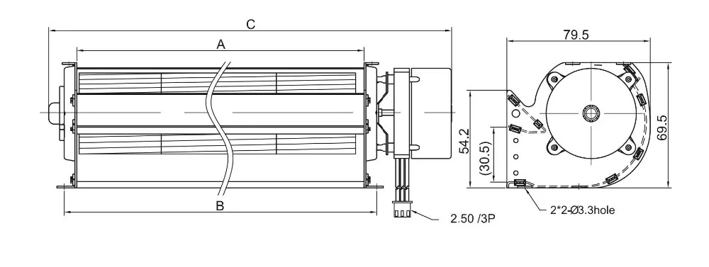 Cross Flow Fan, JEEK, 79.5MM, 12v - detail 6