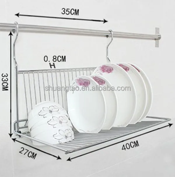 Practical Metal Hanging Dish Rack Wall Mount Dinner Plate Storage