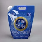 Custom 4L stand up liquid/wine packaging spout pouch with plastic handle, Spout Plastic Drinking Water Bag