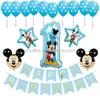 Mickey Mouse Foil Balloons Minnie Mouse Cartoon 1 Year Old