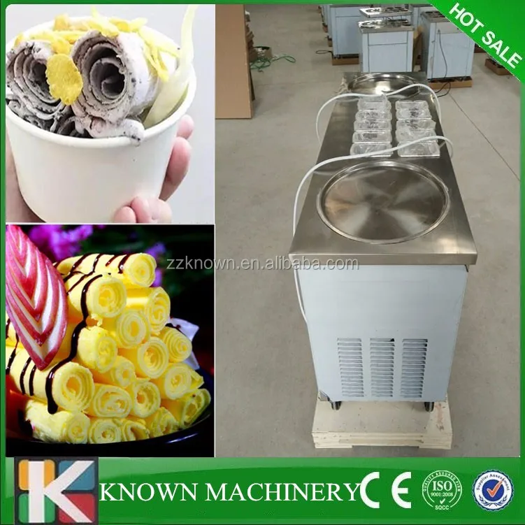 Hot sale R410A refrigerant 2 pan durable with 10 cooling tanks fry ice cream machine