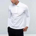 wholesale custom clothing men long sleeve white plain polo shirts