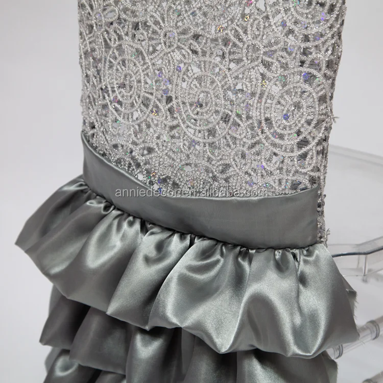 Cheap silver chemical ruffled taffeta wedding chair cover
