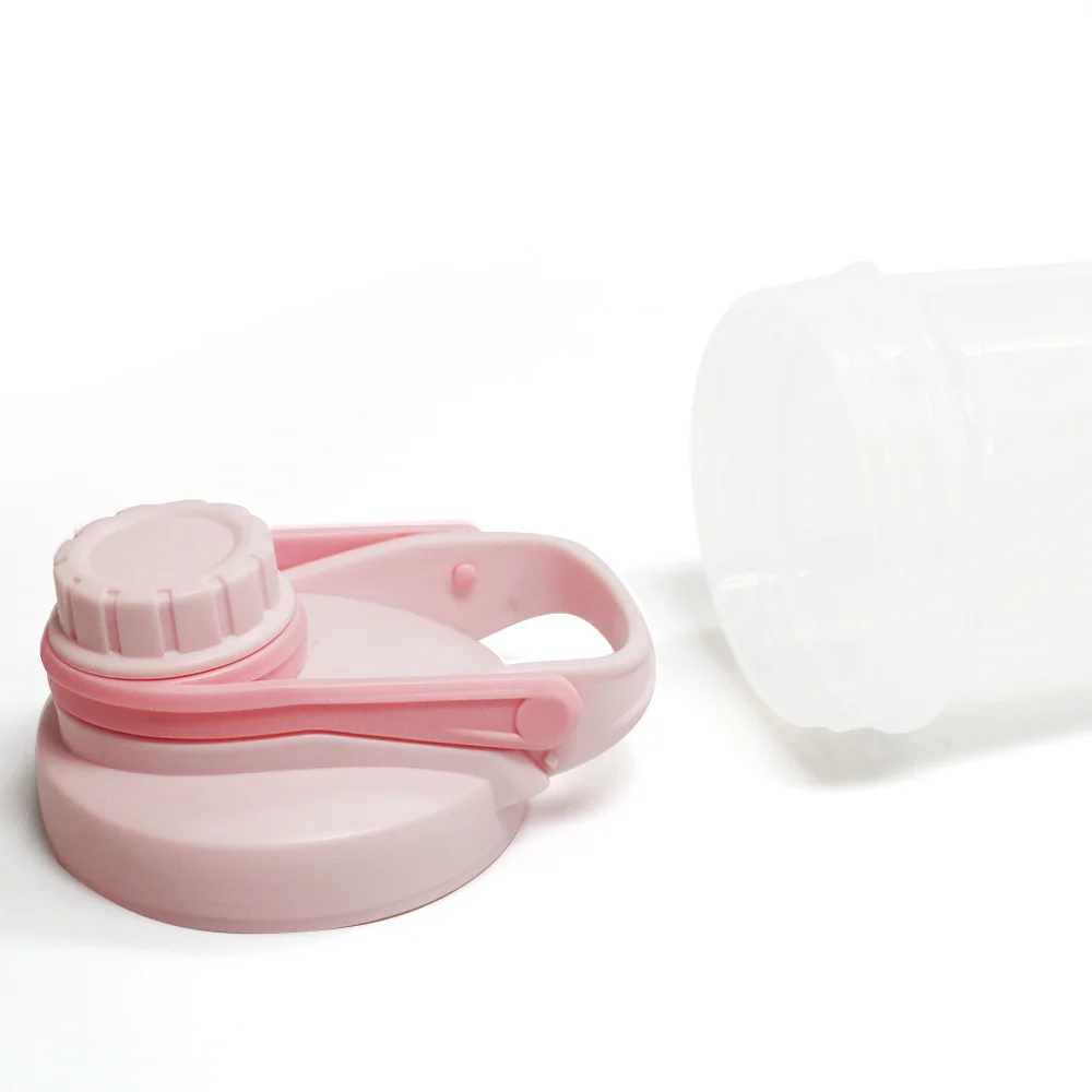 Pink Color Girls Fitness Water Bottle, Shaker Protein 600ML, Plastic Drink Bottles With Ball