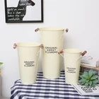 Cream Pot Cream Flower Pot With Wooden Handle Home Deco Metal Flower Displayer