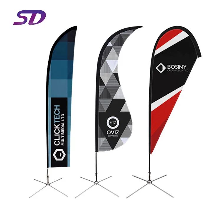 Advertising Feather Teardrop Wind Flying Custom Banner Stand Beach