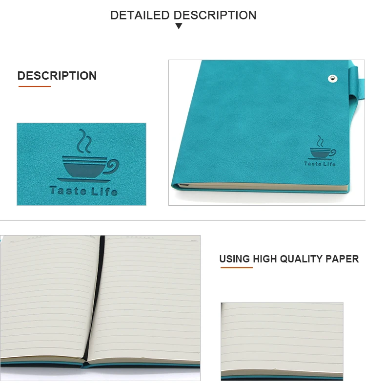 printing custom luxury a5 pu leather diary notebook with pen