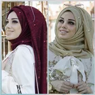 New stylish 15 colors dubai wholesale gold silk crinkle shimmer muslim hijab beads scarf
