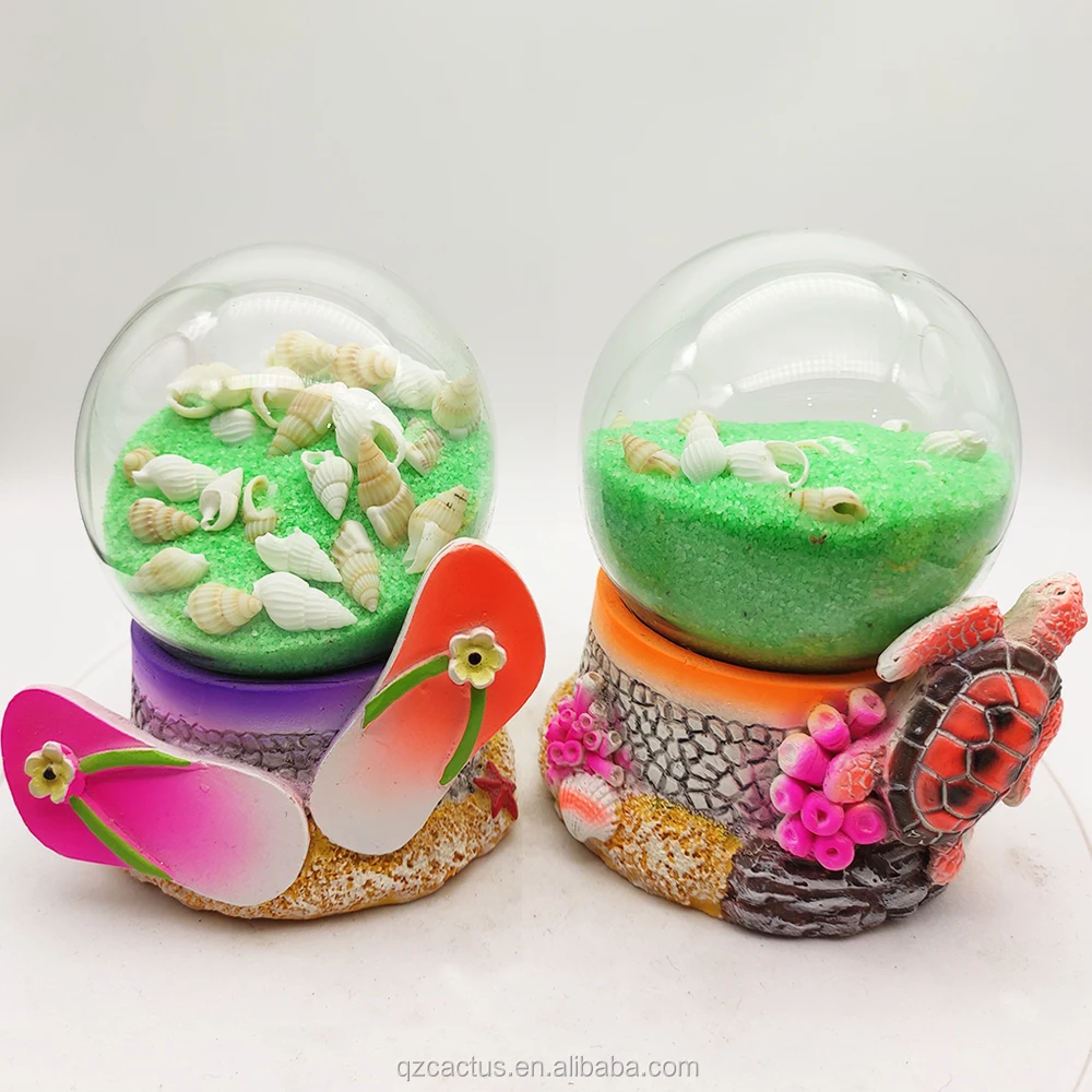 customized polyresin sand conch globe ocean souvenir decoration