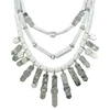 Turkish silver mexico antique jewelry 3 layer white howlite hexagon turquoise beads zinc alloy necklace
