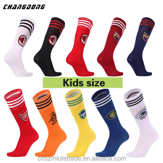 latest quick dry high knee soccer sock with team logo for kids