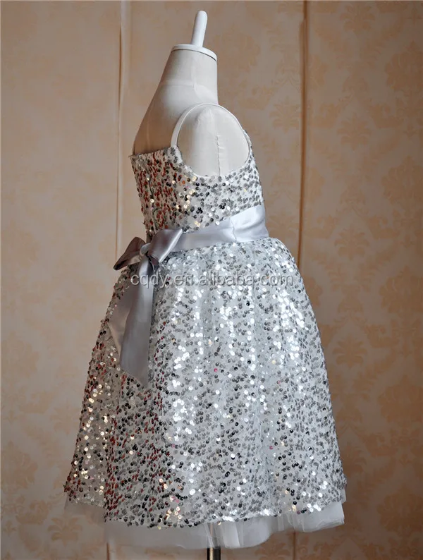 2015 silver bling children party frock kids boutique birthday dress 5