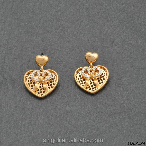 fashion tiny golden metal heart and meshy heart delicate bowknot