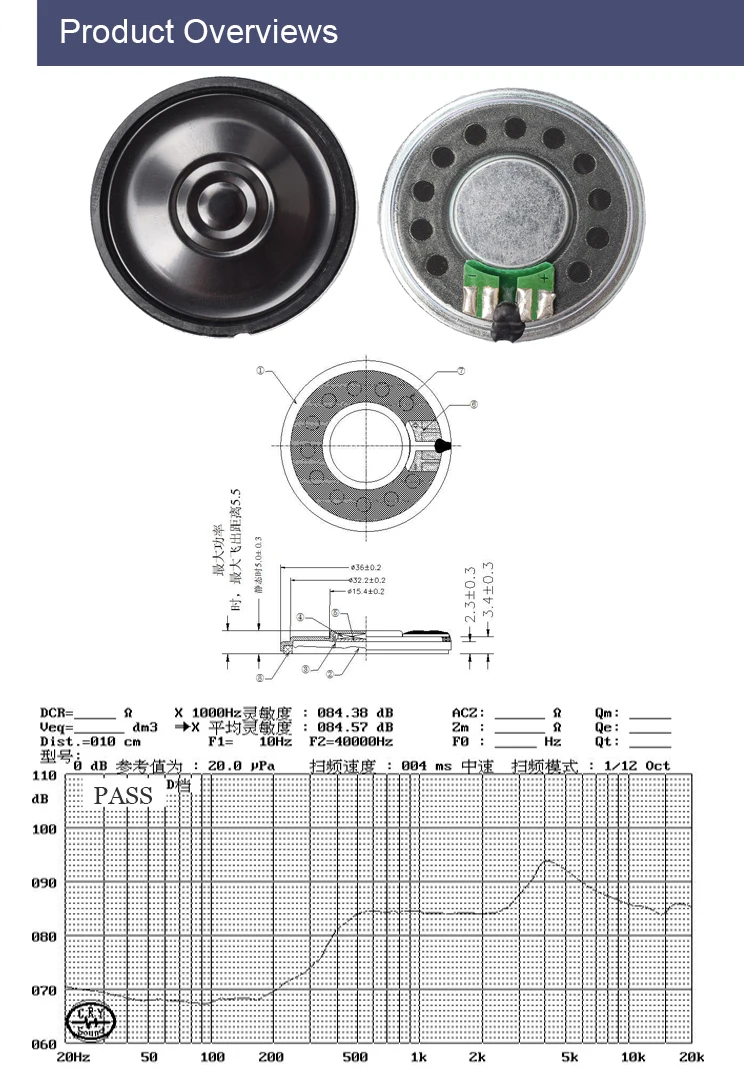 Mini Woofer Factory 36mm 8ohm mylar Speaker for interphone - ANKUX.COM
