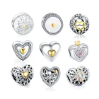 LZESHINE 925 Silver Heart Charms Bulk Diamond Bead Fit Jewelry Bracelet