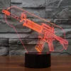 Toy Gun 3D Illusion Lamp Night Light 7 Colors Glows With Smart Touch Switch USB Cable Creative Gift Toys Decorations