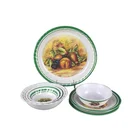 OEM&ODM are welcomed daily use melamine dinnerware round serveware with green rim