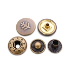 Custom embossed logo brass four part press metal snap button