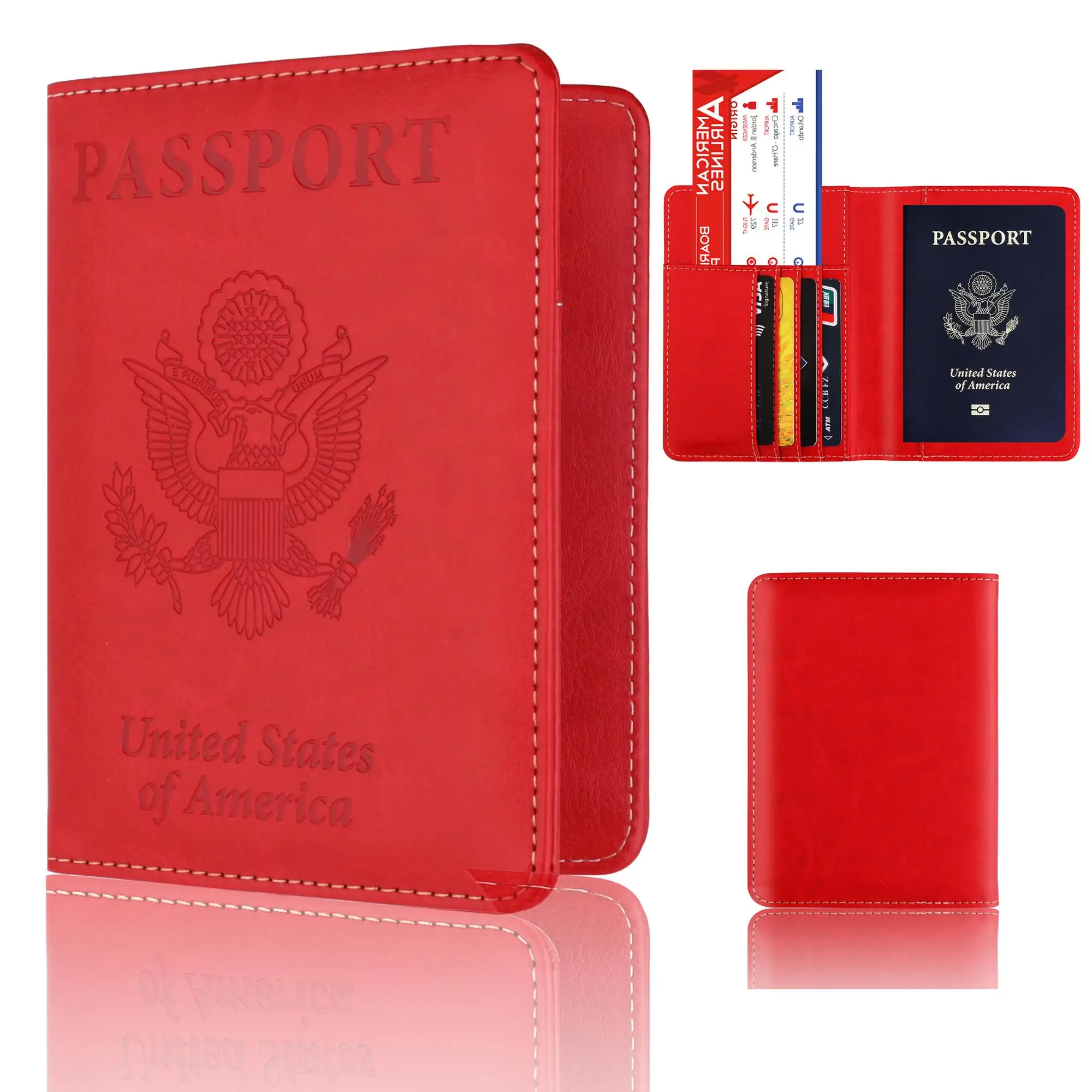 美国pu 皮革旅行护照钱包 rfid 封锁护照钱包 - buy