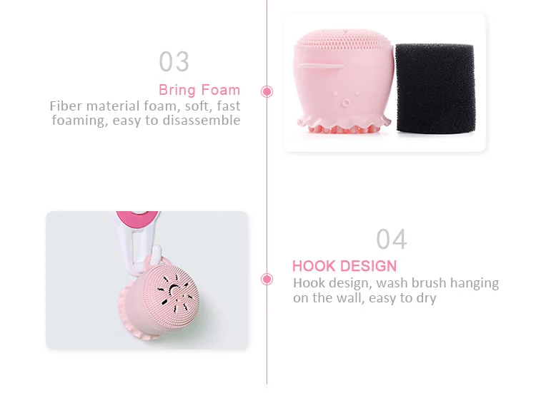 New Design Hot Sale Safety Soft BPA Free Silicon Face Cleansing Brush