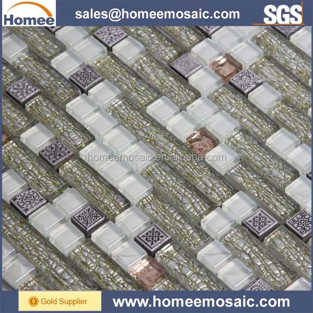 China manufacturer green glass stone mosaic tile mesh mounted