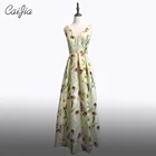 Caijia 2017 V-Neck Long Printed Ball Gown Evening Dress
