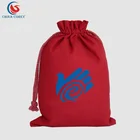 custom red color canvas fabric draw string bags