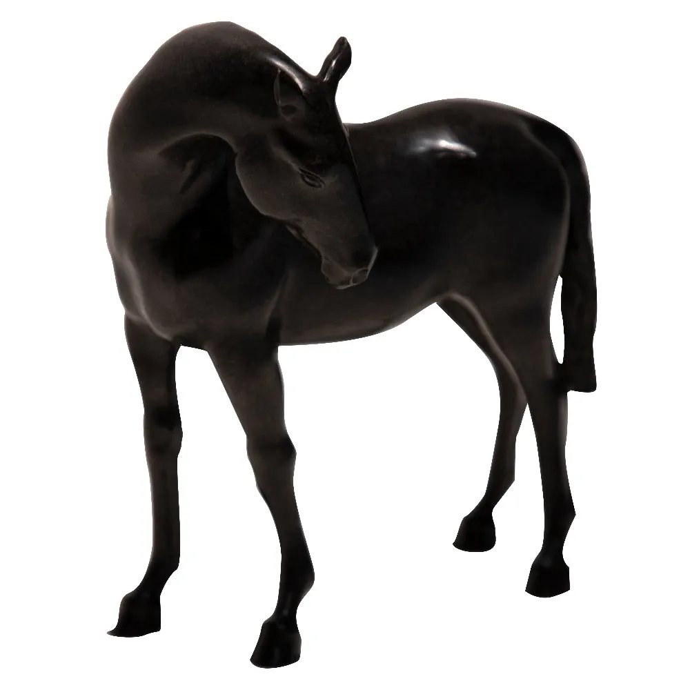 elegant a black horse animal craft bronze artwork