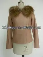 Ladies' shearling giacche di pelle corto rosa