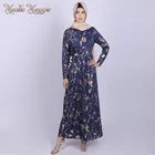 2019 Fashion Gold Printing Modest Clothing Muslim Abaya Long Sleeve Dubai Abaya Islamic Maxi Dress
