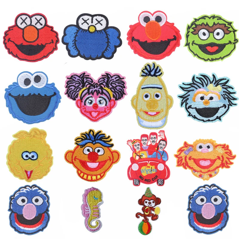 Улица Сезам вышитые нашивки аниме Elmo Cookie Monster нашивки для костюмы Берт украшения ткань значки