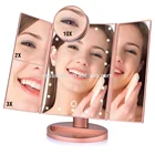 22leds LED Tri-Fold Touch Screen Hand Held Makeup Vanity Compact Light Mirror