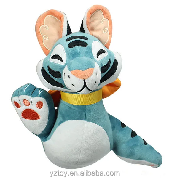 mermaid cat large stuffed animal plush toy - blue tiger shark